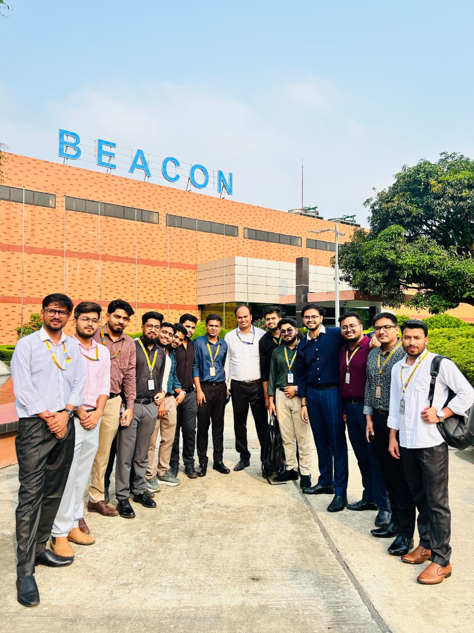 Students at Beacon Pharmaceuticals PLC premises