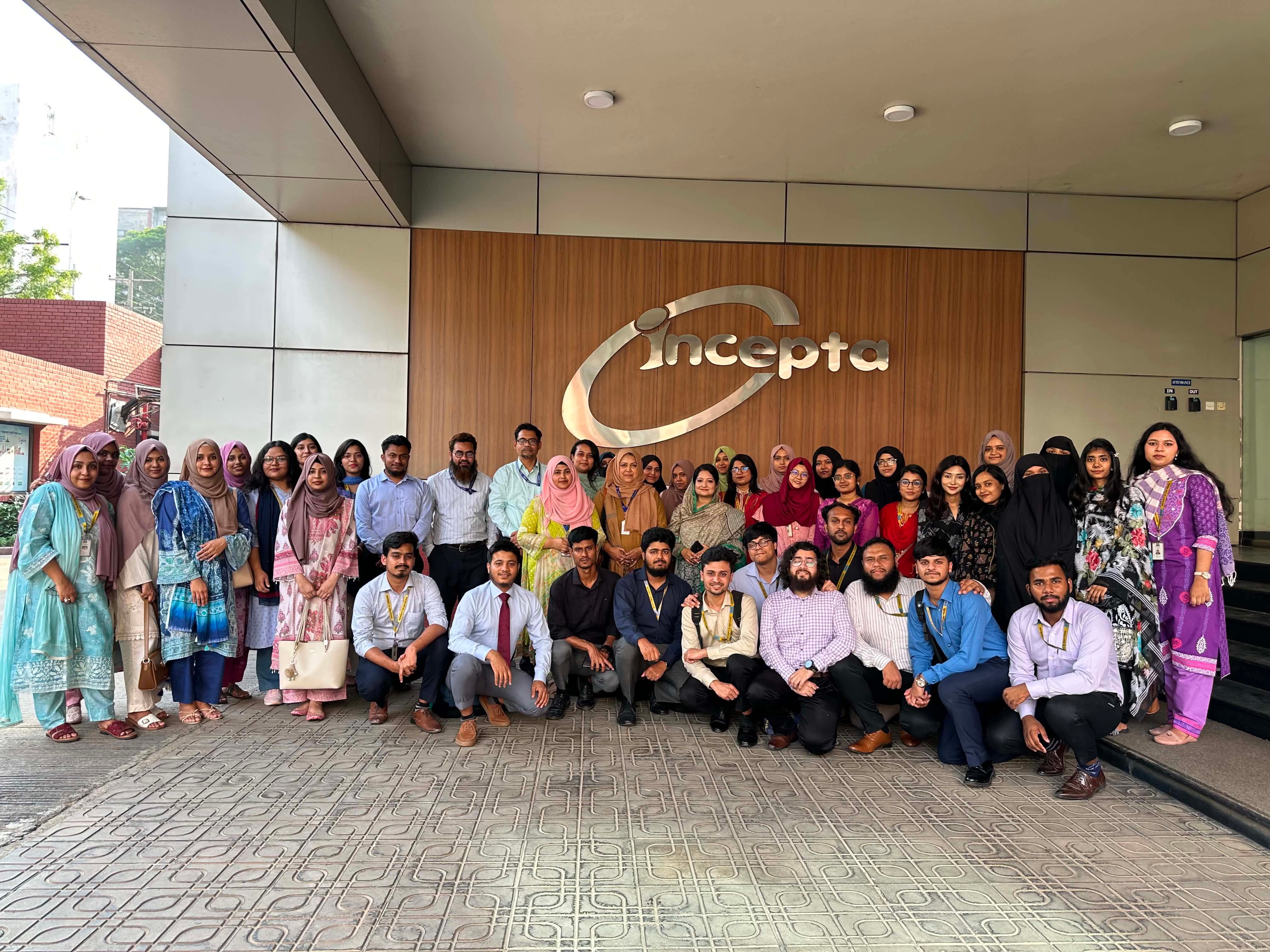 Students at Incepta Pharmaceuticals PLC premises